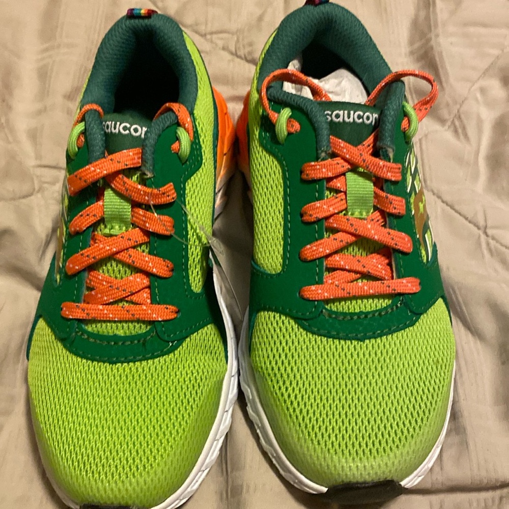 Saucony Kids Sneakers Green with Orange Accents